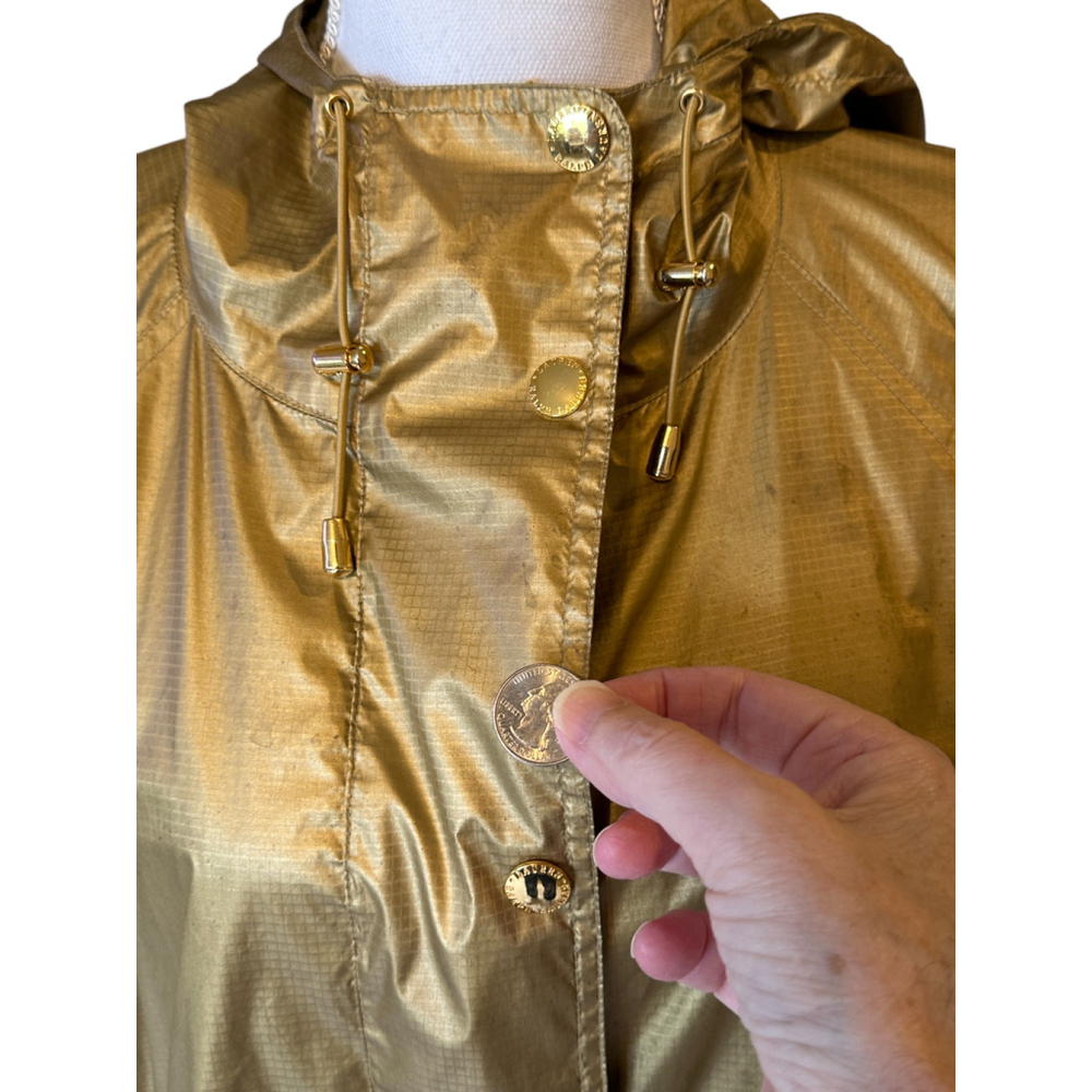 Vintage Women's Lauren Ralph Lauren Windbreaker Jacket Hood XL Gold Metallic - Picture 9 of 16